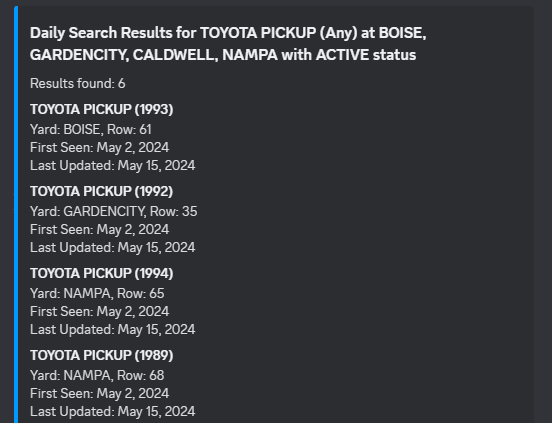 Custom Notifications for Jalopy Jungle and Trusty Pick A Part